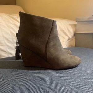 Grey suede booties
